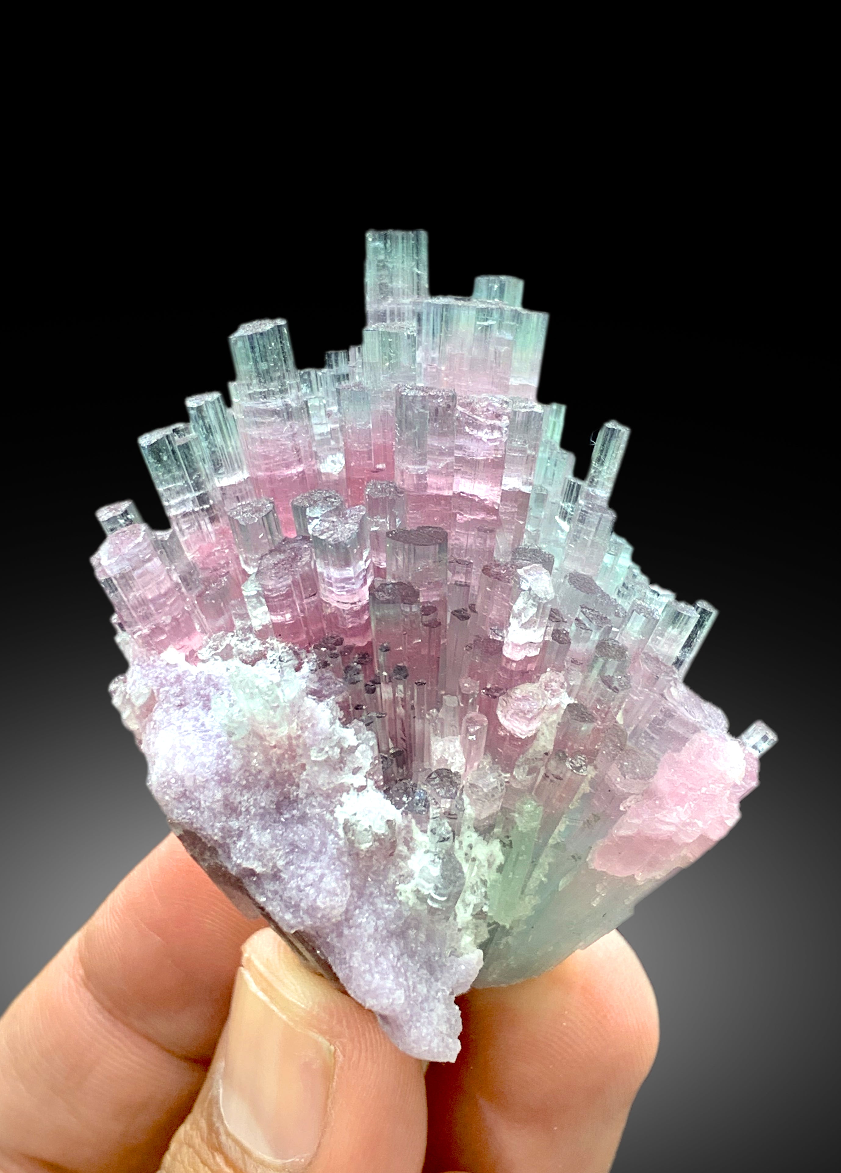 Cotton Candy Tourmaline Bunch, Tourmaline Cluster, Bicolor Tourmaline, Crystals Cluster, Afghan Tourmaline - 102 gram