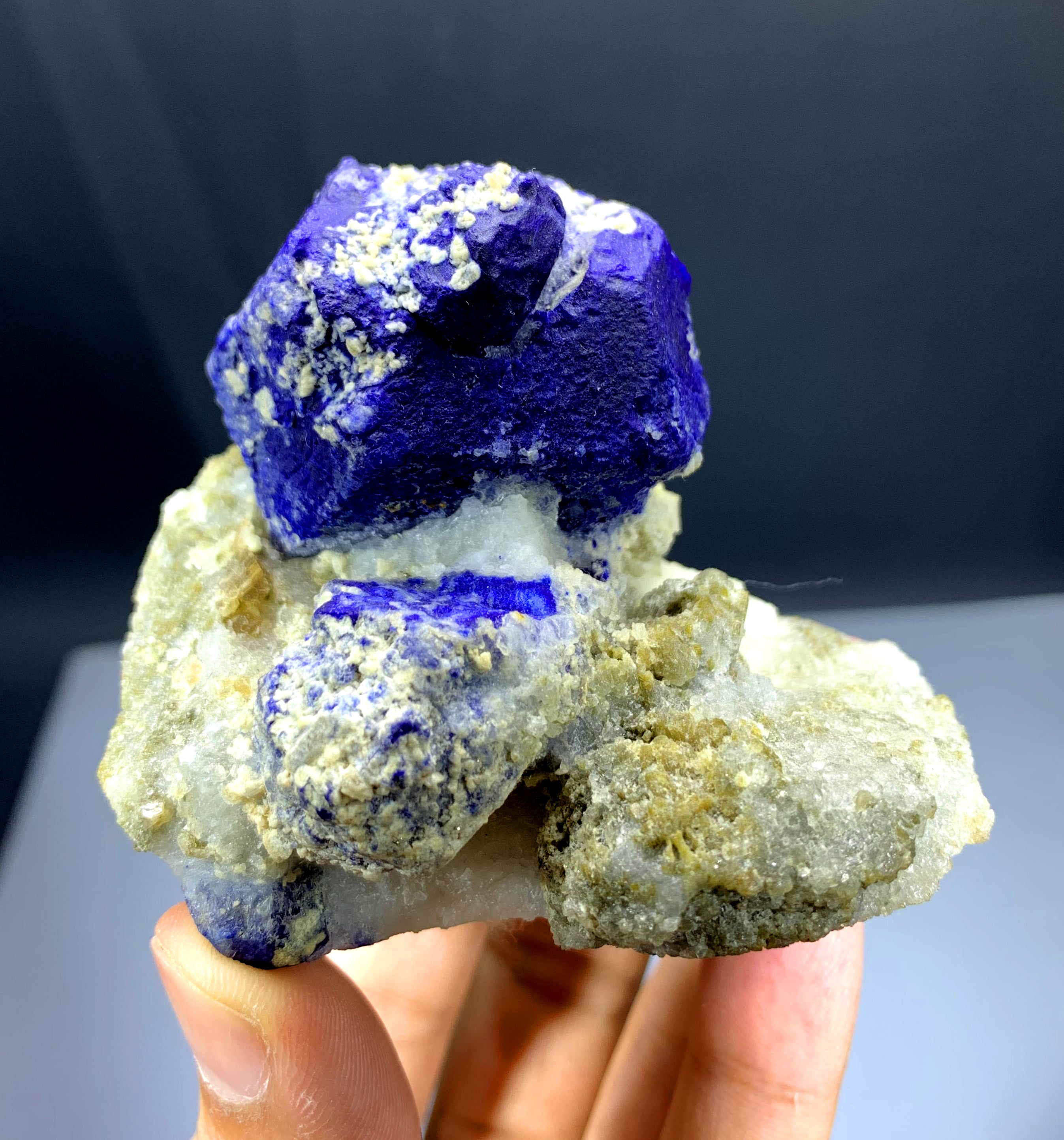 Ink Blue Lapis Lazuli on Matrix from Badakhshan Afghanistan - 232 gram