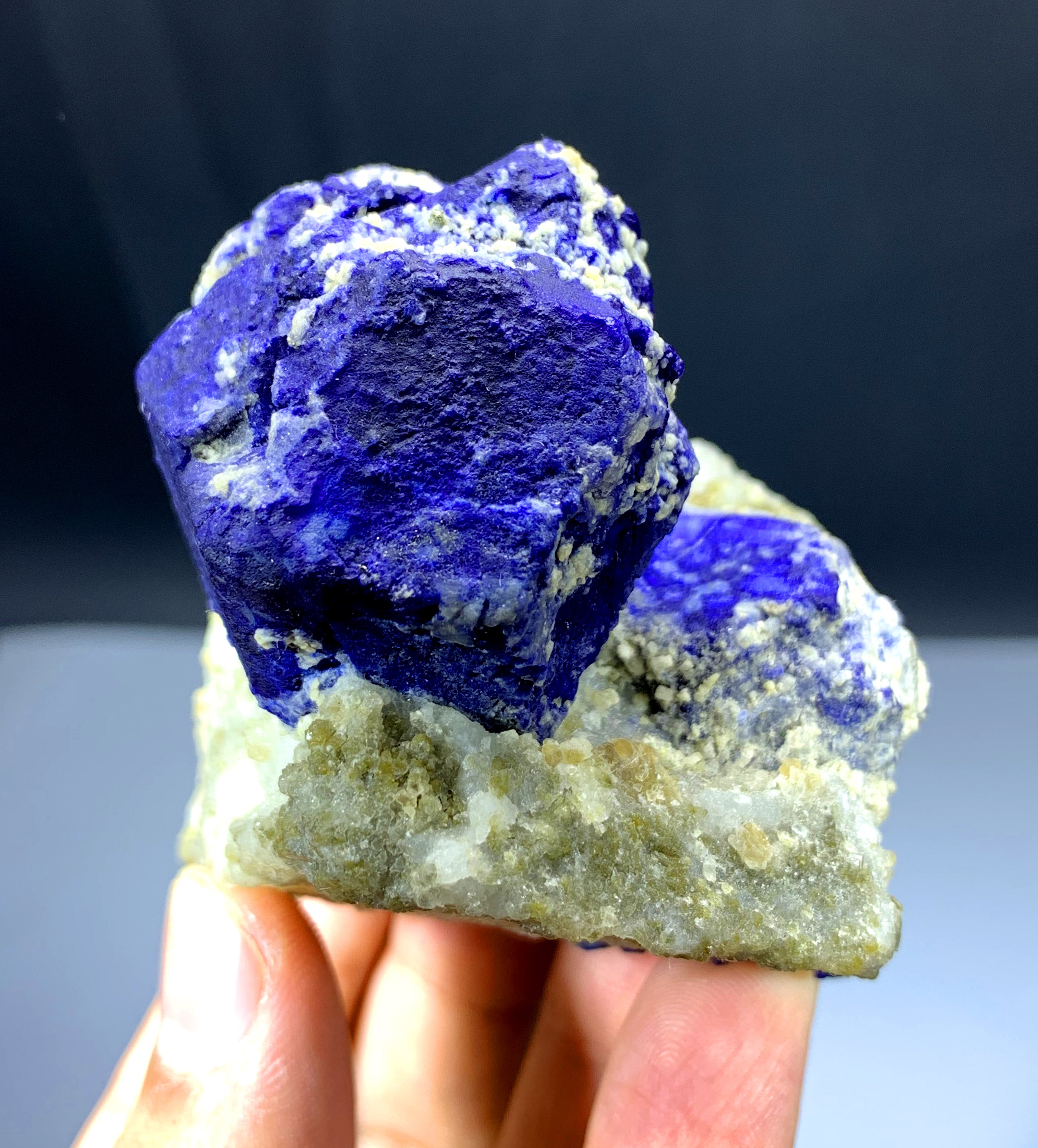 Ink Blue Lapis Lazuli on Matrix from Badakhshan Afghanistan - 232 gram