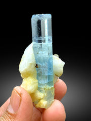 Transparent Sky Blue Aquamarine on Mica and Albite from Pakistan - 50 gram