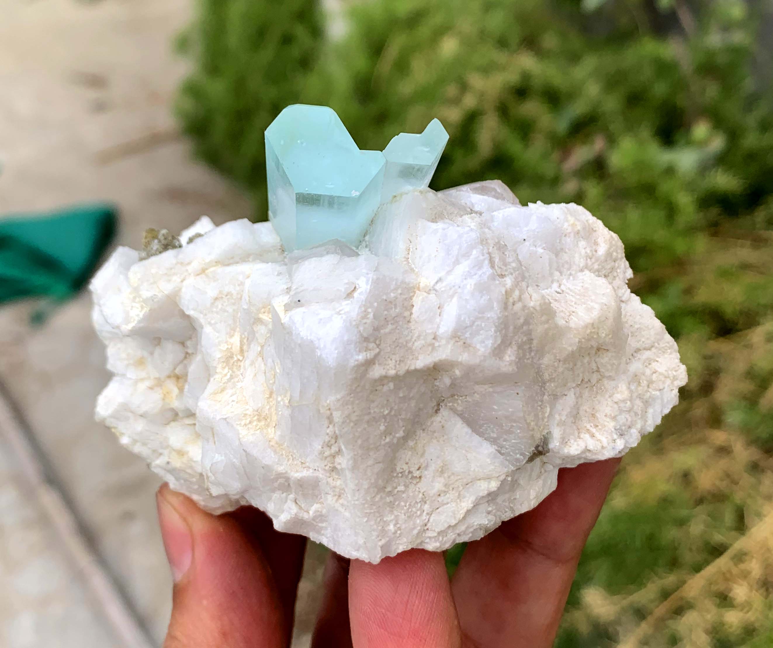 Sky Blue Aquamarine on Feldspar from Shigar valley Pakistan - 240 gram