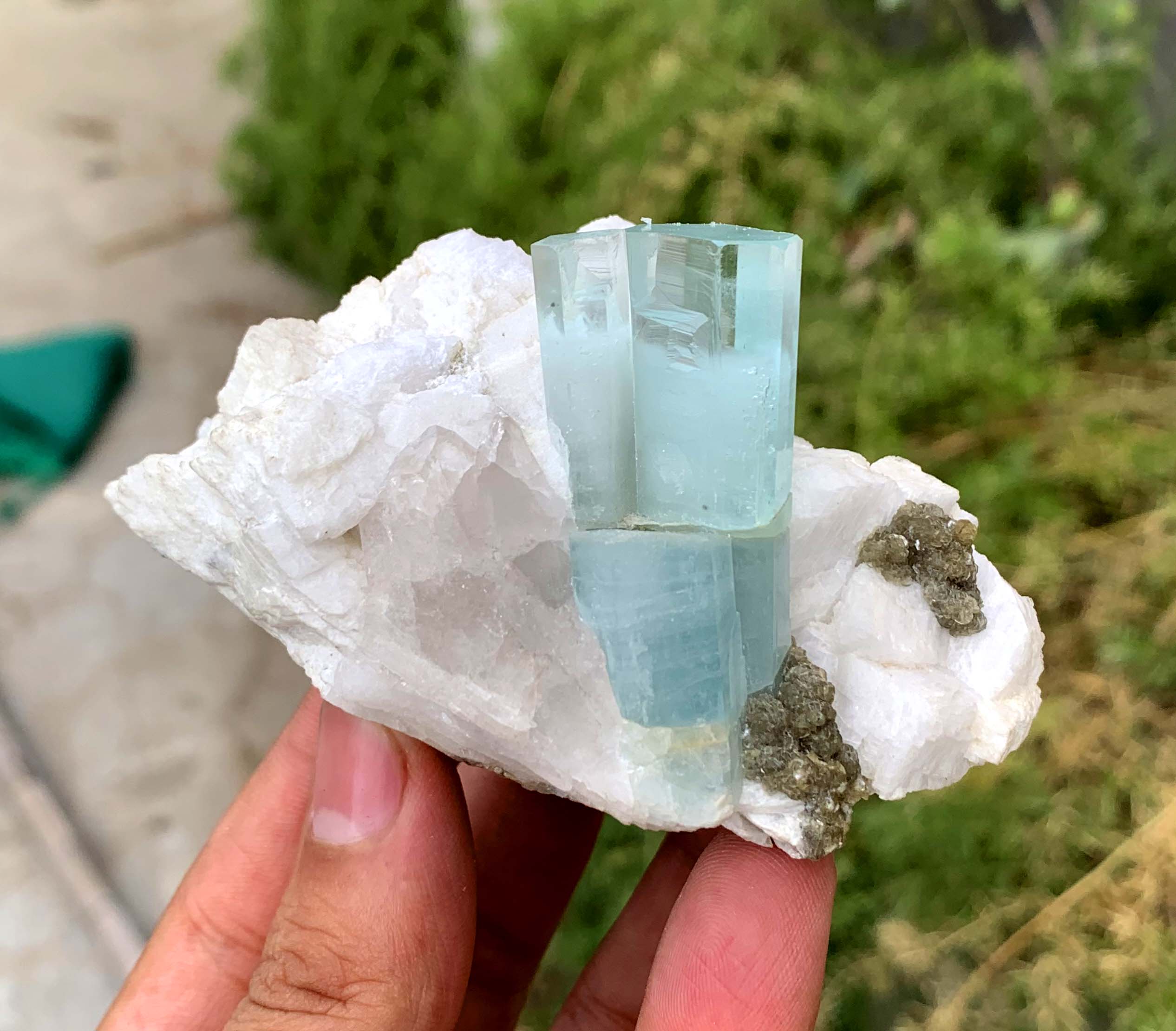 Sky Blue Aquamarine on Feldspar from Shigar valley Pakistan - 240 gram
