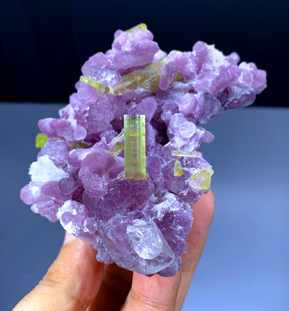 Watermelon Tourmaline Crystals with Topaz on Pink Lepidolite from Afghanistan - 327 gram