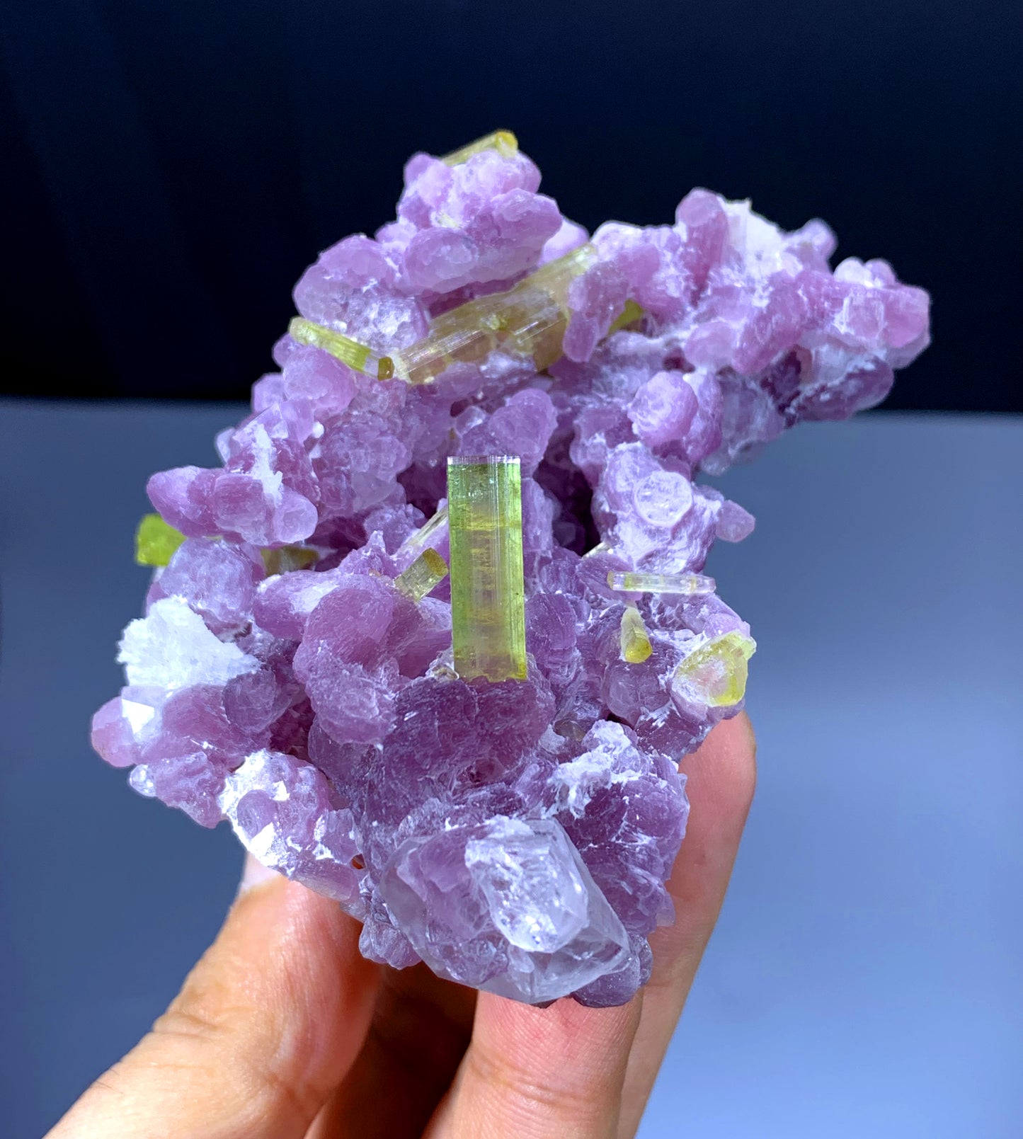 Watermelon Tourmaline Crystals with Topaz on Pink Lepidolite from Afghanistan - 327 gram