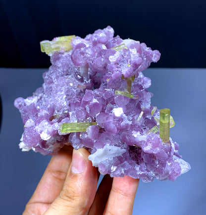 Watermelon Tourmaline Crystals with Topaz on Pink Lepidolite from Afghanistan - 327 gram