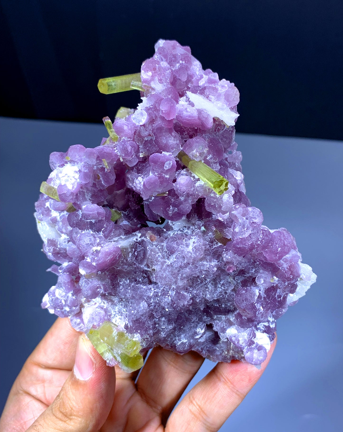 Watermelon Tourmaline Crystals with Topaz on Pink Lepidolite from Afghanistan - 327 gram