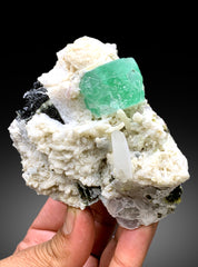 Green Fluorite with Quartz on Albite from Pakistan - 323 gram