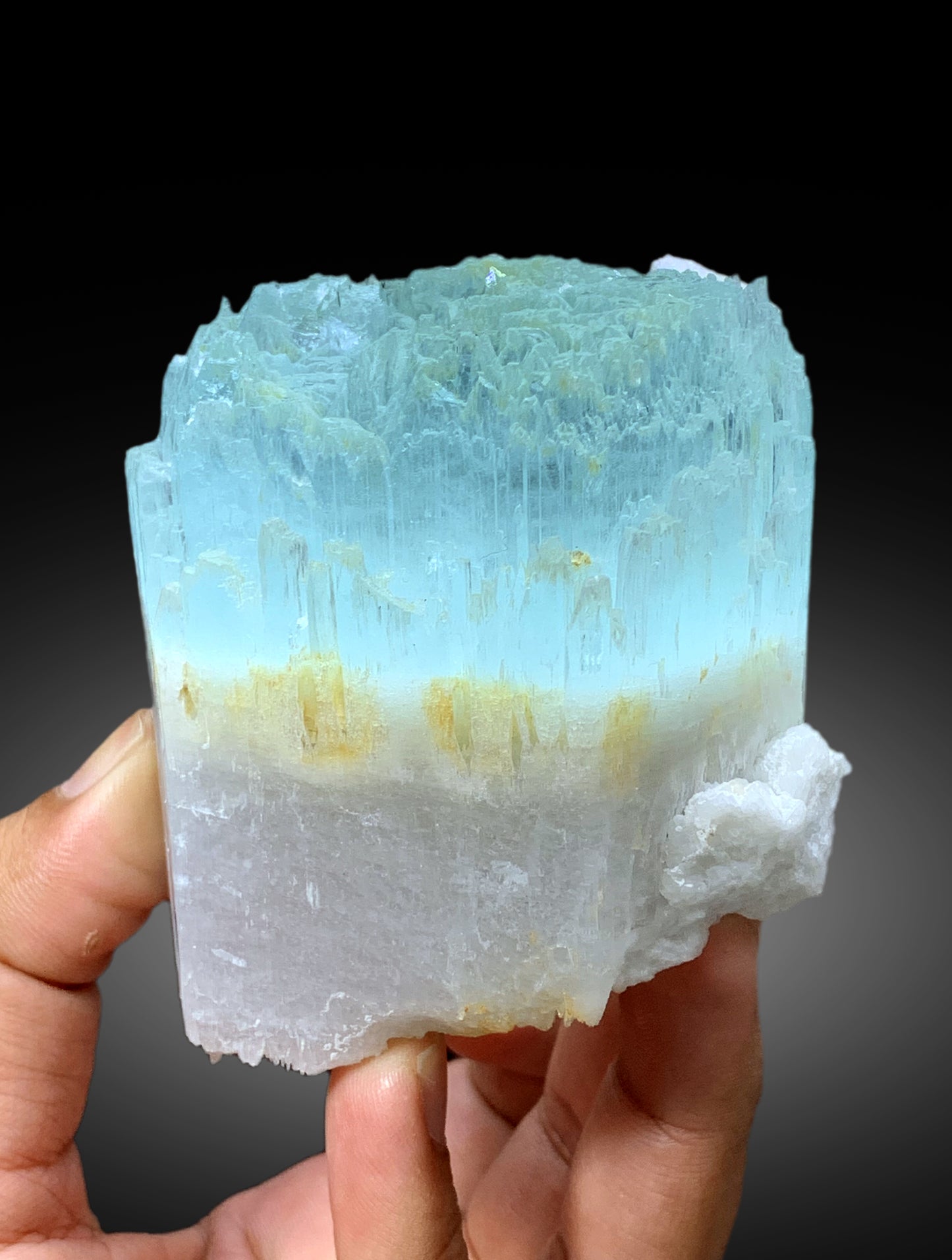 Bicolor Beryl, AquaMorganite Crystal, Morganite var Aquamarine with Etched Terminations, Scepter AquaMorganite Specimen - 419 gram