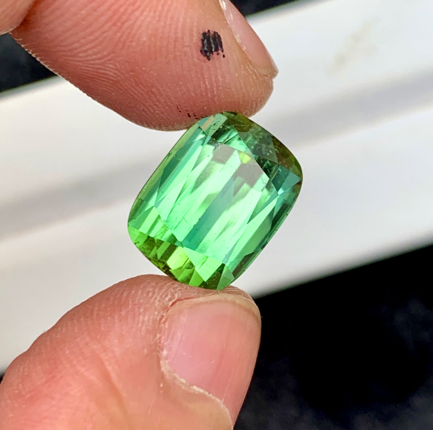 Cusshion Cut Green Tourmaline Gemstone, Loose Gemstone, Faceted Tourmalie, Gemstone Jewelry, Afghan Tourmaline - 10.35 CT