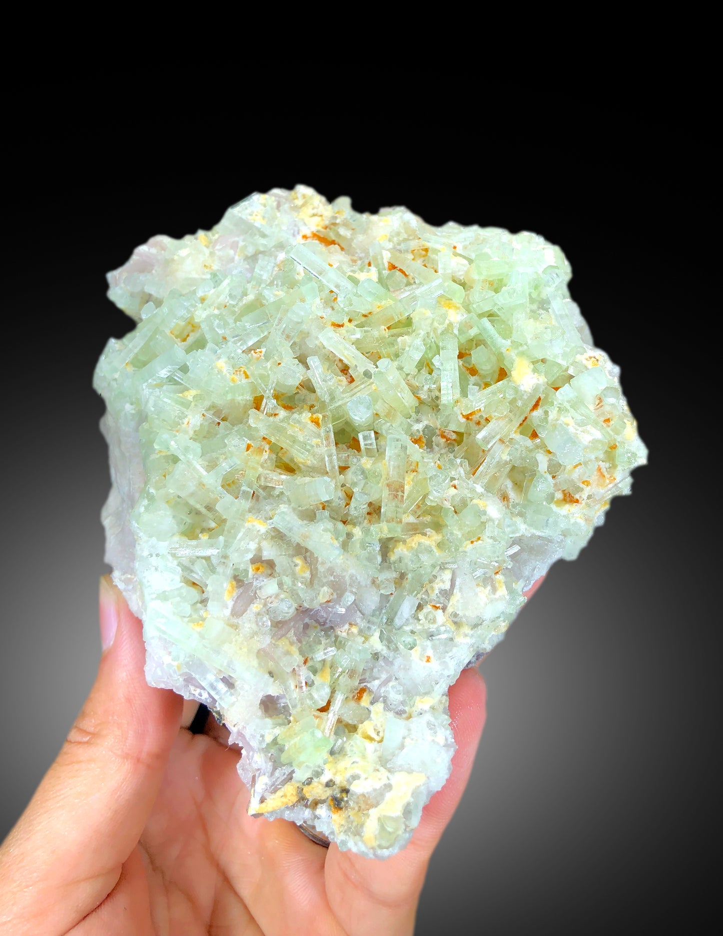 Natural Green Color Tourmaline Cluster with Lepidolite, Tourmaline Bunch, Raw Mineral, Tourmaline Specimen from Afghanistan - 655 gram
