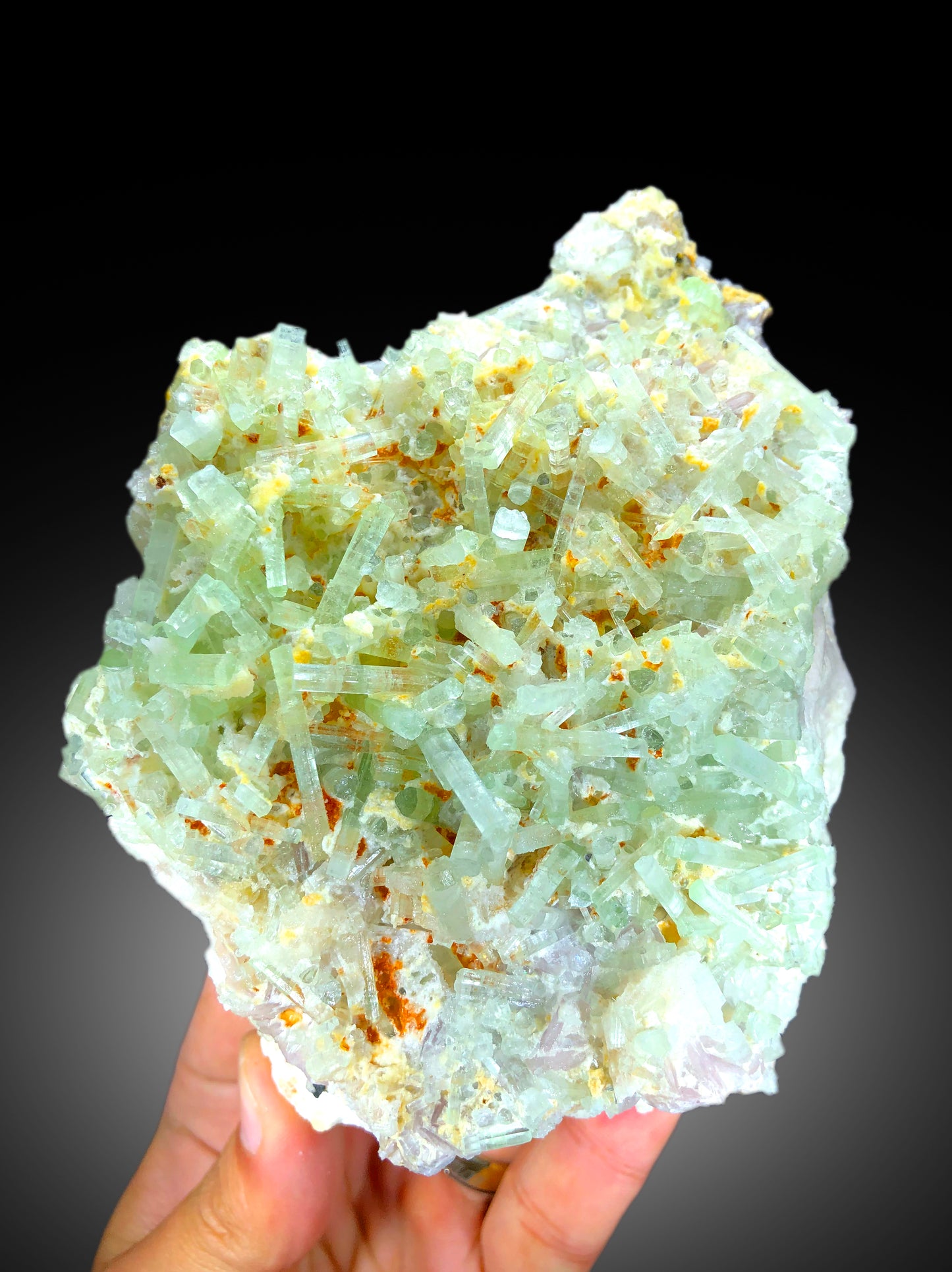 Natural Green Color Tourmaline Cluster with Lepidolite, Tourmaline Bunch, Raw Mineral, Tourmaline Specimen from Afghanistan - 655 gram
