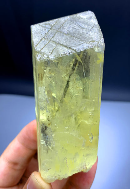 Yellow Triphane Kunzite with Tourmaline from Afghanistan - 220 gram