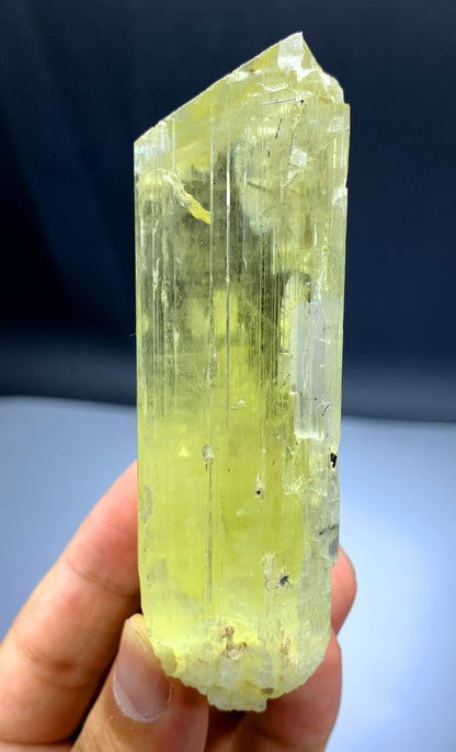 Yellow Triphane Kunzite with Tourmaline from Afghanistan - 220 gram