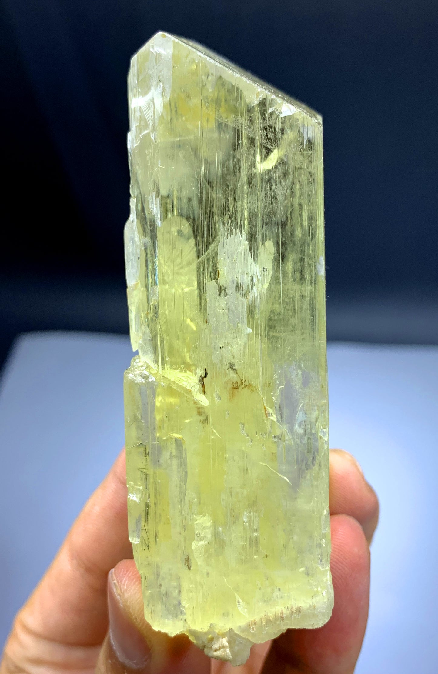Yellow Triphane Kunzite with Tourmaline from Afghanistan - 220 gram