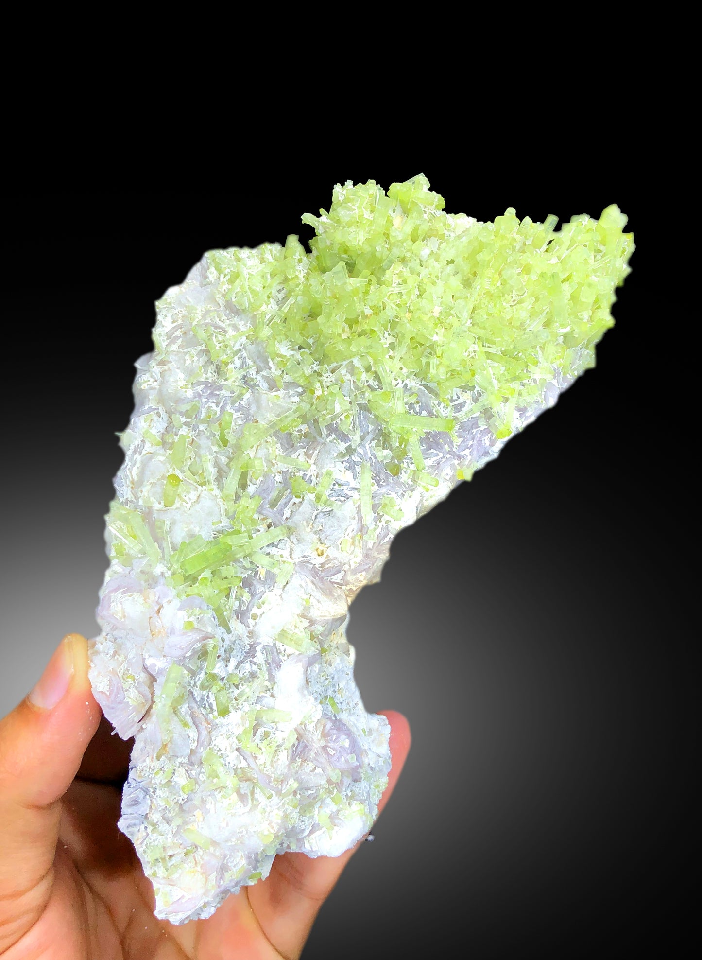 Natural Green Color Tourmaline Bunch on Lepidolite, Tourmaline Specimen, Raw Mineral, Tourmaline from Afghanistan - 382 gram