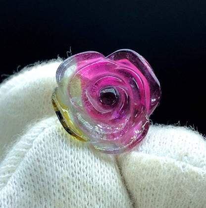 Top Quality Bicolor Tourmaline Carving, Tourmaline Necklace, Hand Carved, Polished Tourmaline Carving - 7.70 CT