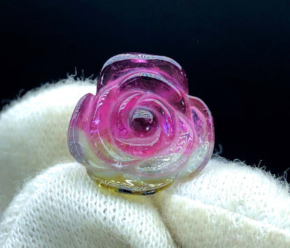 Top Quality Bicolor Tourmaline Carving, Tourmaline Necklace, Hand Carved, Polished Tourmaline Carving - 7.70 CT