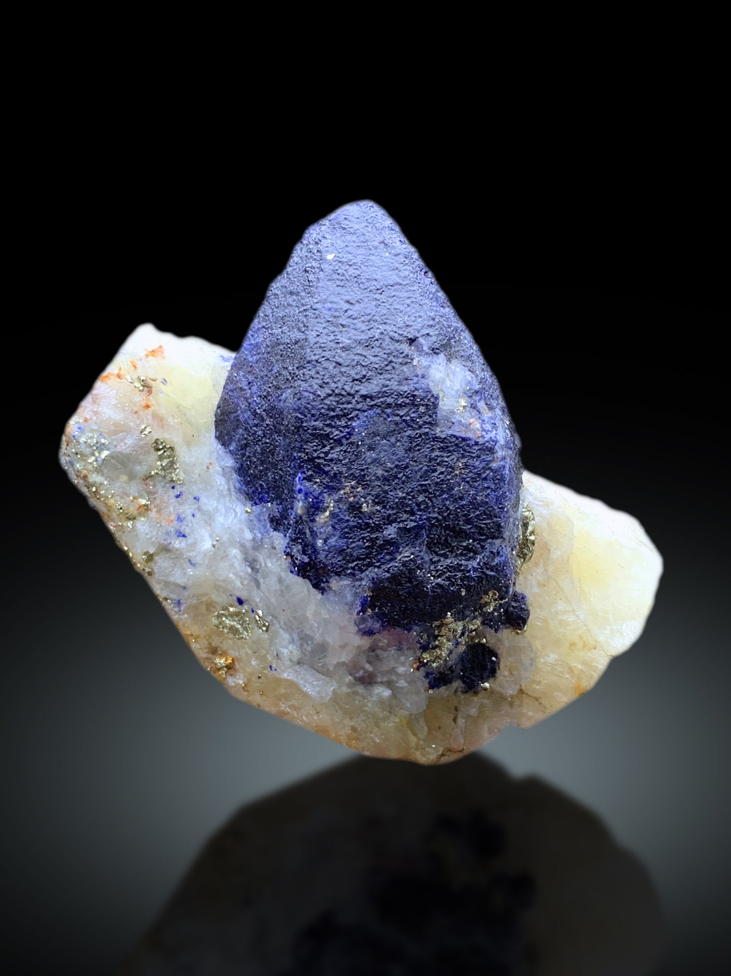 Rare Ink Blue Color Afghanite with Pyrite on Matrix, Afghanite Specimen - 151 gram