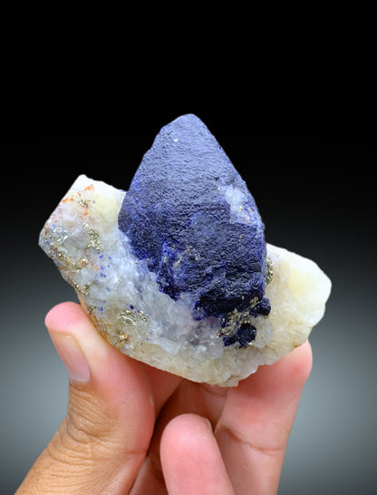 Rare Ink Blue Color Afghanite with Pyrite on Matrix, Afghanite Specimen - 151 gram