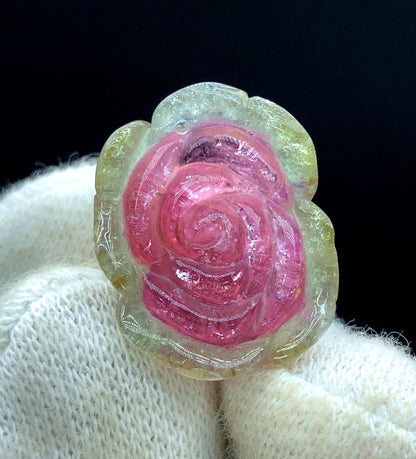 Top Quality Bicolor Tourmaline Carving, Tourmaline Necklace, Hand Carved, Polished Tourmaline Carving - 16.40 CT