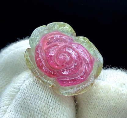 Top Quality Bicolor Tourmaline Carving, Tourmaline Necklace, Hand Carved, Polished Tourmaline Carving - 16.40 CT