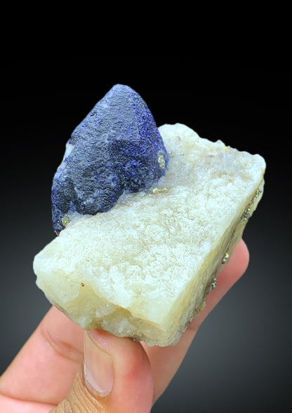 Rare Ink Blue Color Afghanite with Pyrite on Matrix, Afghanite Specimen - 151 gram