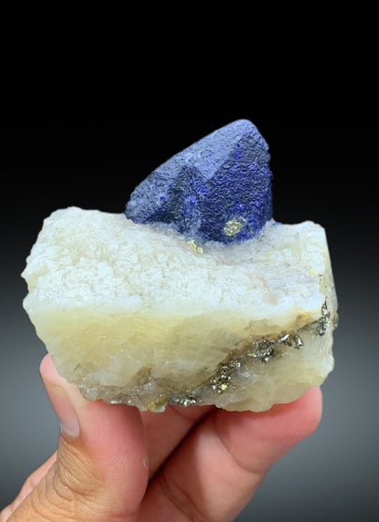 Rare Ink Blue Color Afghanite with Pyrite on Matrix, Afghanite Specimen - 151 gram