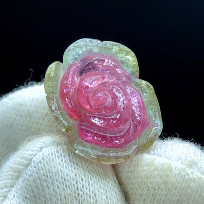 Top Quality Bicolor Tourmaline Carving, Tourmaline Necklace, Hand Carved, Polished Tourmaline Carving - 16.40 CT