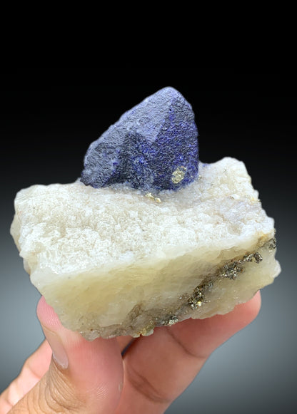 Rare Ink Blue Color Afghanite with Pyrite on Matrix, Afghanite Specimen - 151 gram