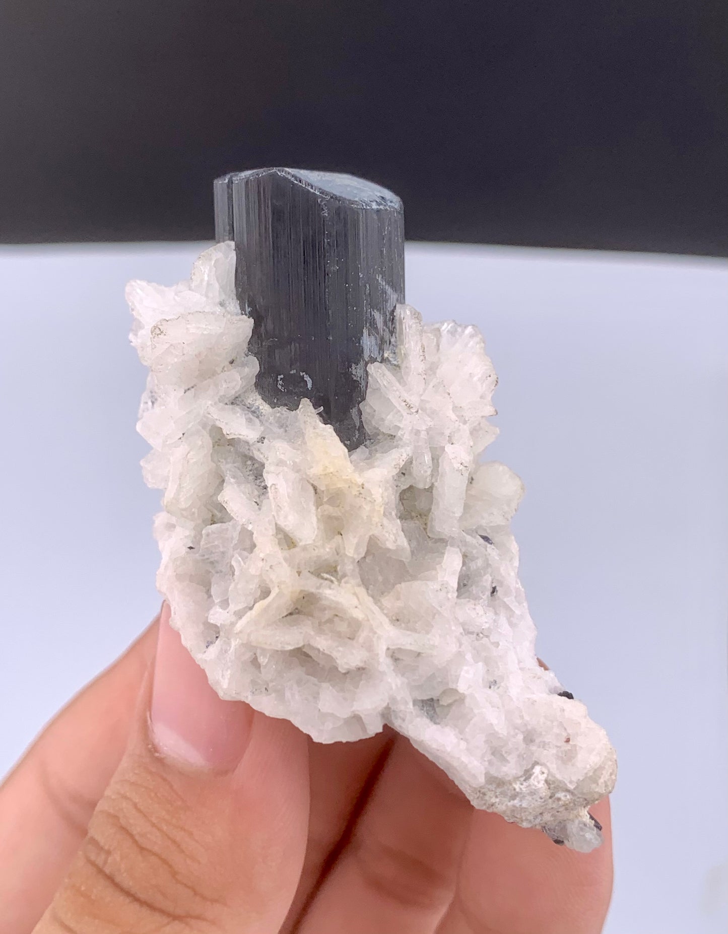 Schorl Black Tourmaline Crystal With Albite From Pakistan - 56 Grams