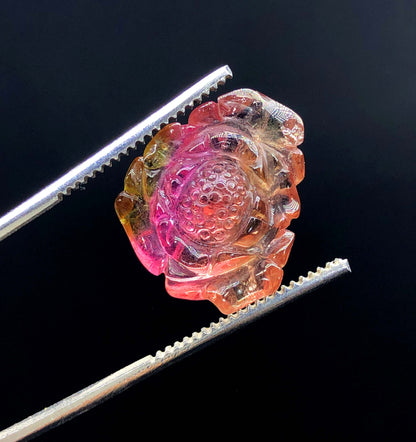 Top Quality Bicolor Tourmaline Carving, Tourmaline Necklace, Hand Carved, Polished Tourmaline Carving - 11.10 CT