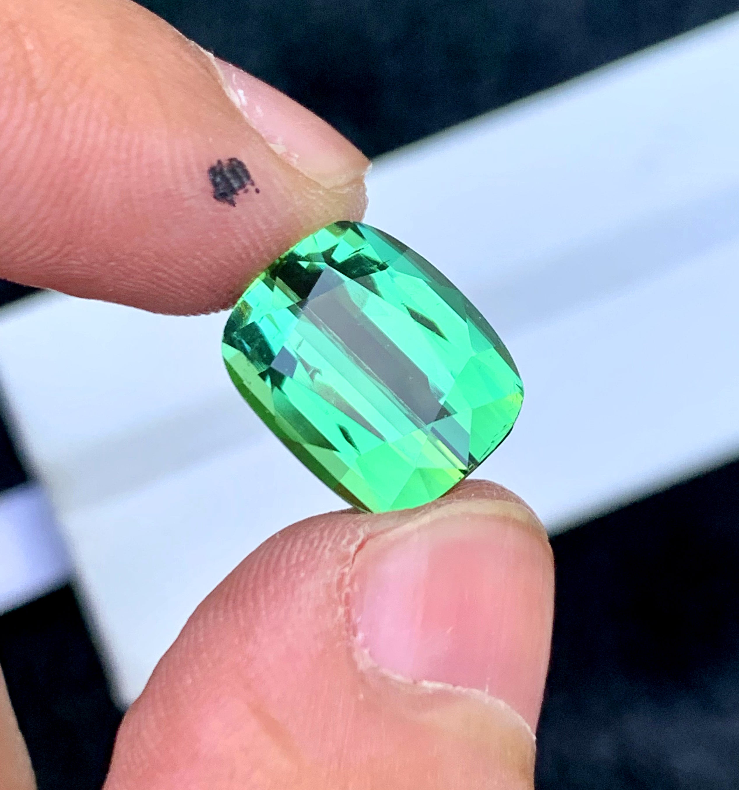 Cusshion Cut Mint Green Tourmaline Gemstone, Loose Gemstone, Tourmaline Faceted Cut Stone, Afghan Tourmaline - 8.80 CT