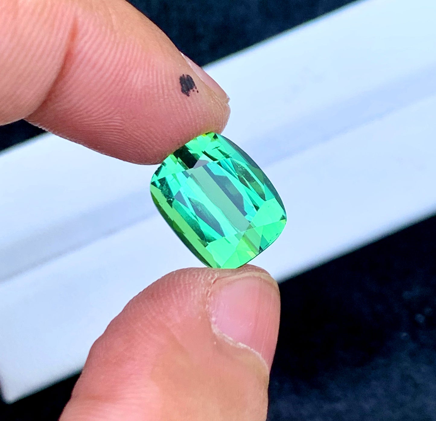 Cusshion Cut Mint Green Tourmaline Gemstone, Loose Gemstone, Tourmaline Faceted Cut Stone, Afghan Tourmaline - 8.80 CT