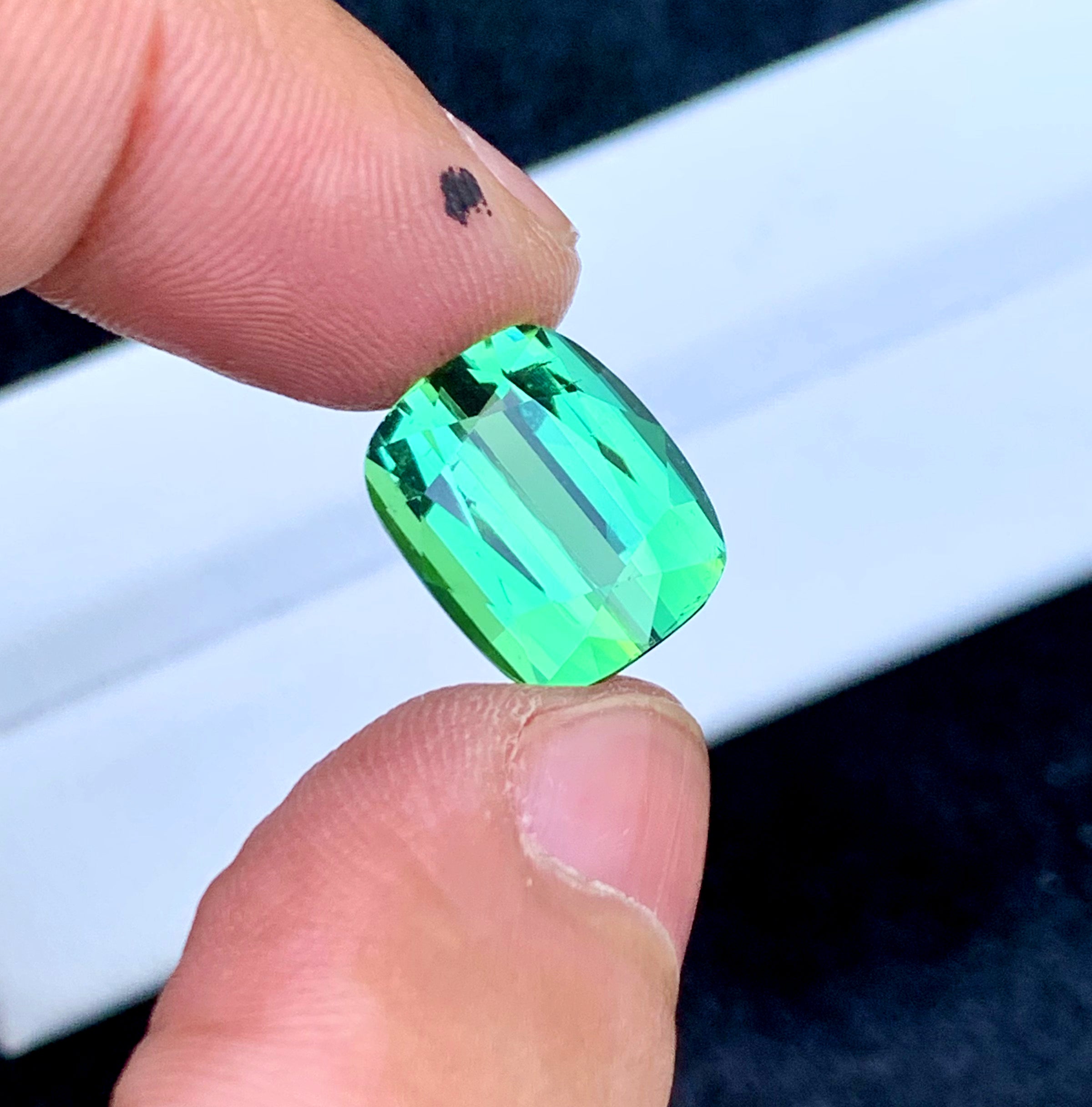 Cusshion Cut Mint Green Tourmaline Gemstone, Loose Gemstone, Tourmaline Faceted Cut Stone, Afghan Tourmaline - 8.80 CT