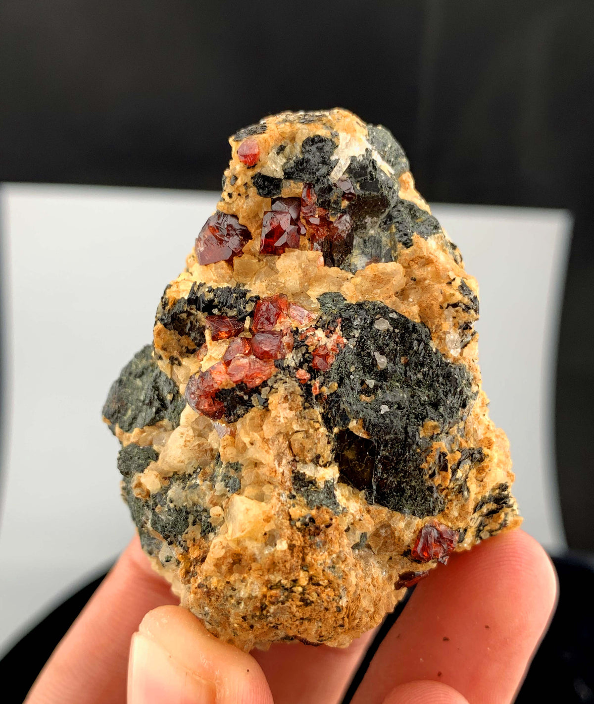Red Zircon Crystals On Matrix From Pakistan- 84 Grams