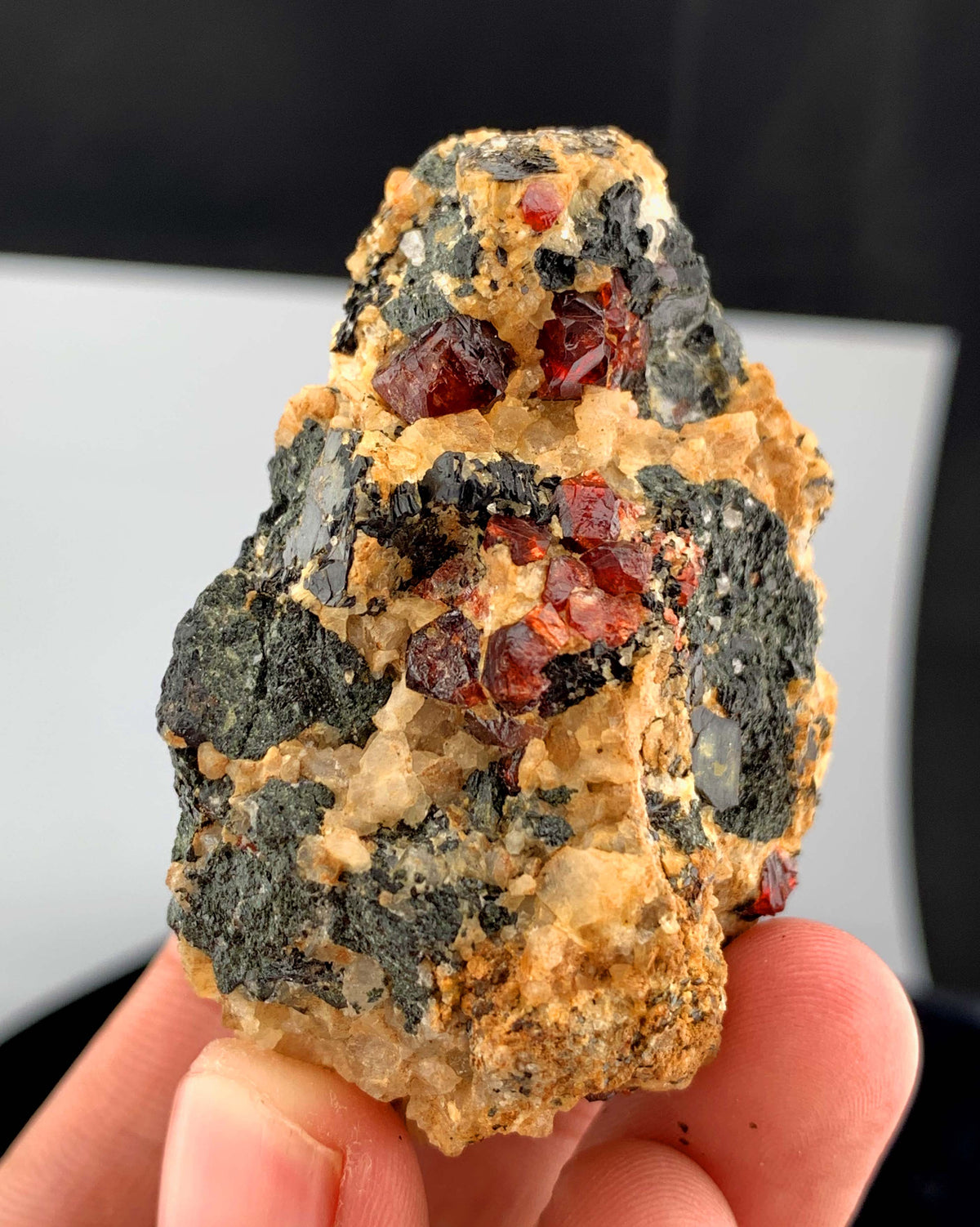 Red Zircon Crystals On Matrix From Pakistan- 84 Grams