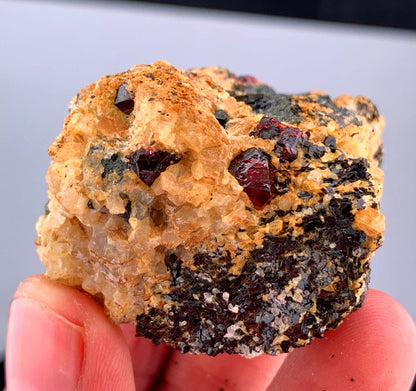 Red Zircon Crystals On Matrix From Pakistan- 84 Grams