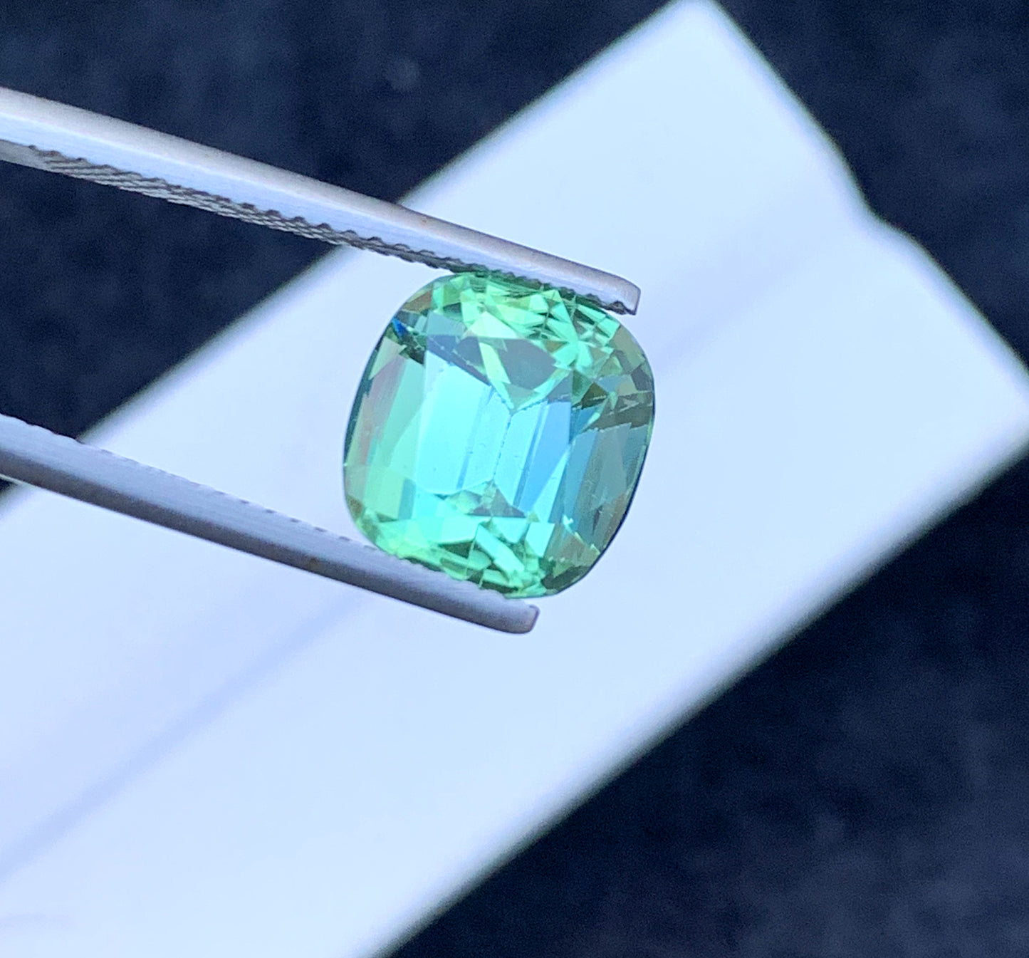 Cusshion Cut Mint Green Tourmaline Gemstone, Loose Gemstone, Tourmaline Faceted Cut Stone, Afghan Tourmaline - 5.60 CT