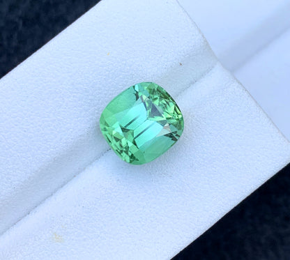 Cusshion Cut Mint Green Tourmaline Gemstone, Loose Gemstone, Tourmaline Faceted Cut Stone, Afghan Tourmaline - 5.60 CT