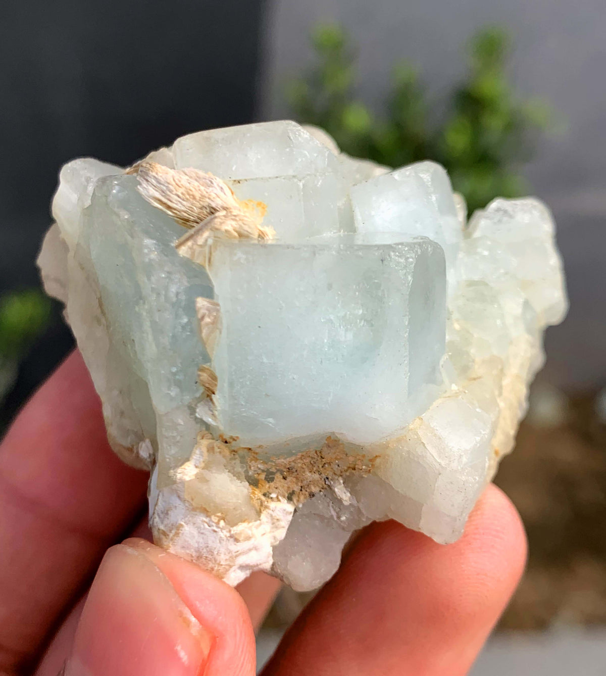 Blue Aquamarine Crystals on Matrix From Pakistan - 75 Grams