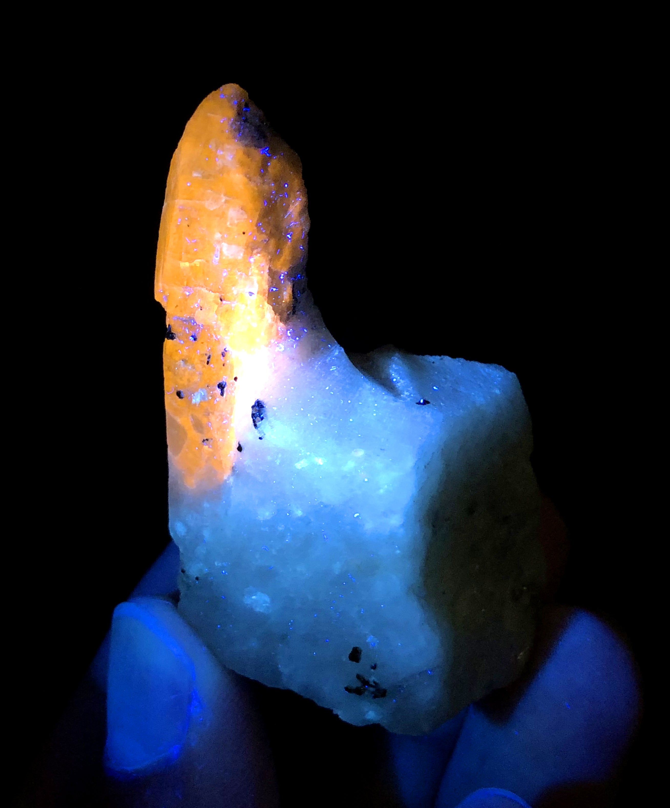 Rare Fluorescent Afghanite with Pyrite on Matrix from Badakhshan Afghanistan - 42 gram