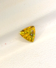 Yellow Full Fire Titanite Sphene Gemstone, Loose Gemstone, Triangle Shape Faceted Rare Sphene - 0.75 CT