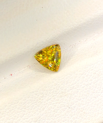 Yellow Full Fire Titanite Sphene Gemstone, Loose Gemstone, Triangle Shape Faceted Rare Sphene - 0.75 CT