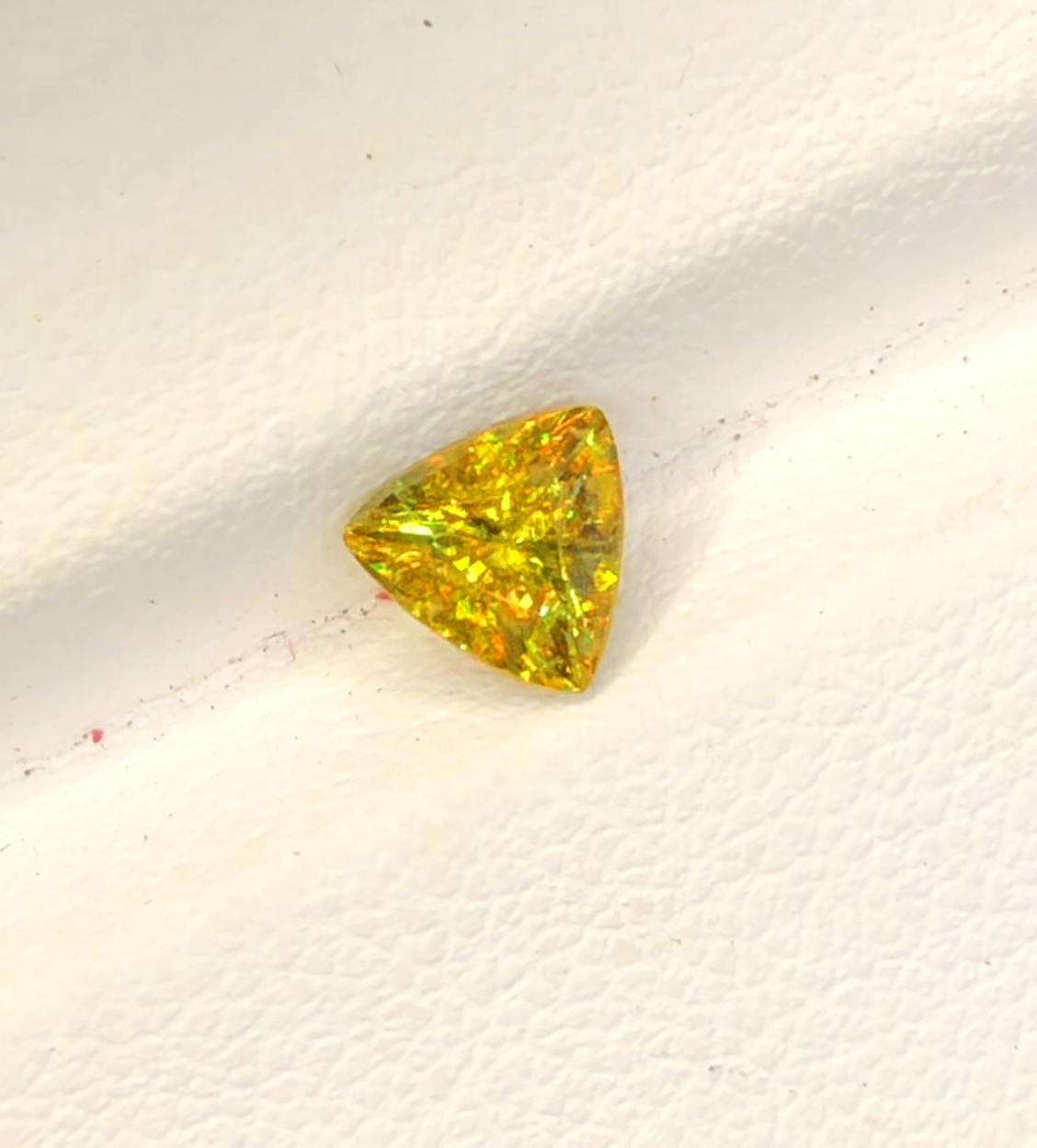 Yellow Full Fire Titanite Sphene Gemstone, Loose Gemstone, Triangle Shape Faceted Rare Sphene - 0.75 CT