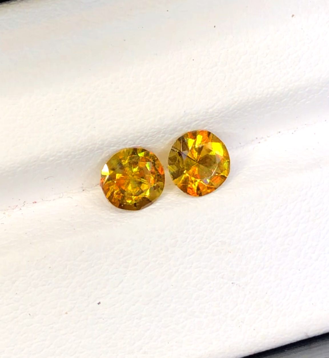 Yellow Full Fire Titanite Sphene Pair, Loose Gemstone, Round Shape Faceted Rare Sphene Gemstone - 1.60 CT