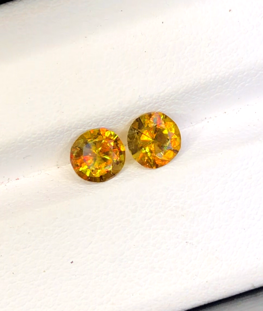 Yellow Full Fire Titanite Sphene Pair, Loose Gemstone, Round Shape Faceted Rare Sphene Gemstone - 1.60 CT