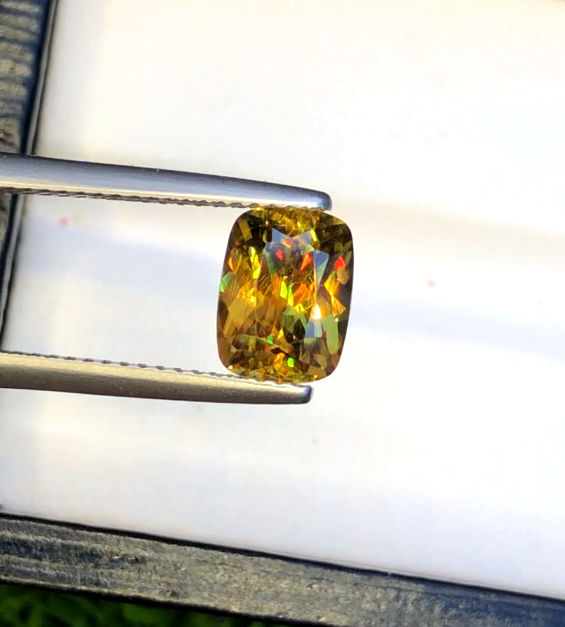 Sparkling Full Fire Sphene Titanite Gemstone With Strong Trichroism, Loose Gemstone, Cusshion Cut Faceted Rare Sphene - 2.10 CT