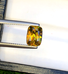 Sparkling Full Fire Sphene Titanite Gemstone With Strong Trichroism, Loose Gemstone, Cusshion Cut Faceted Rare Sphene - 2.10 CT