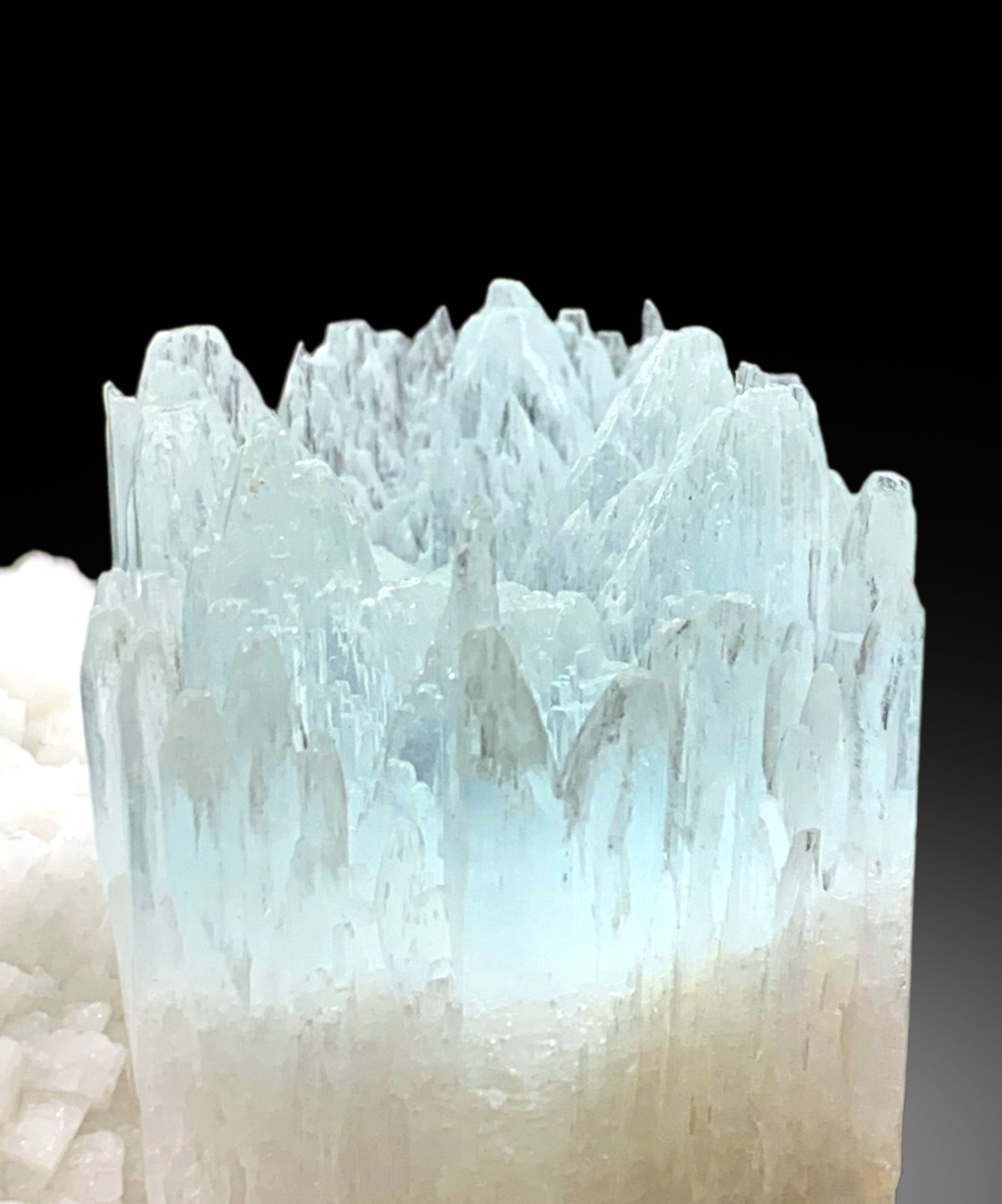 Bicolor Beryl, AquaMorganite Crystal on Albite, Morganite var Aquamarine with Etched Terminations, AquaMorganite Specimen - 139 gram