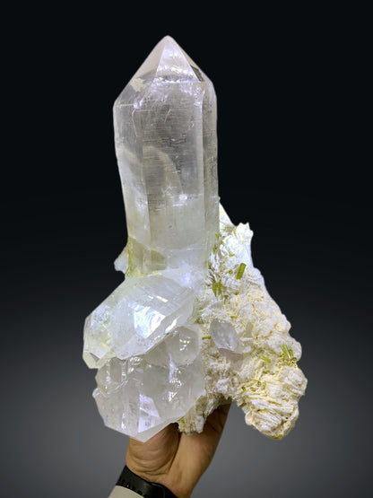 Green Tourmaline Crystals on Albite and Quartz from Pakistan - 3.3 Kg